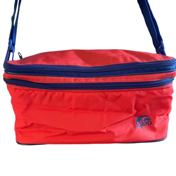 Vintage Igloo lunch bag convertible backpack crossbody insulated red blue - Picture 11 of 16